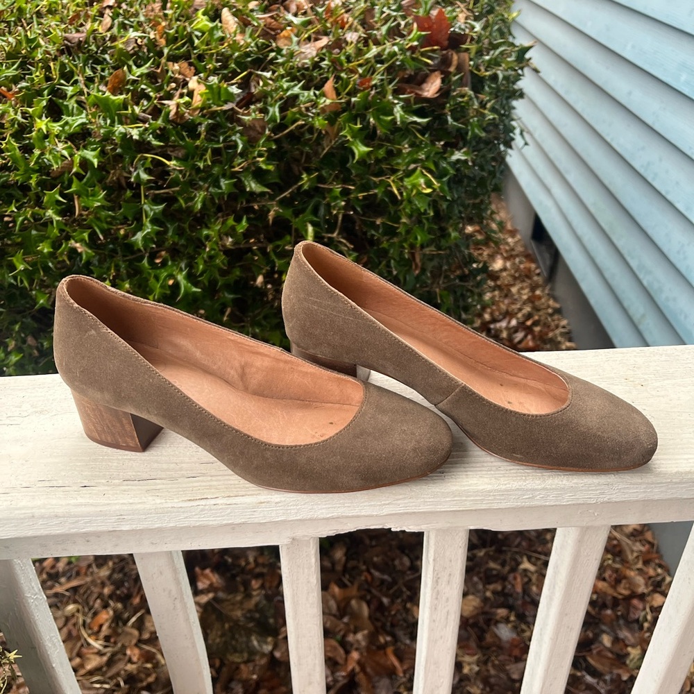 Madewell Low Heel Ella Pumps Shoes Mink Suede Size 7